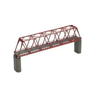Fachwerk-Eisenbrücke, eingleisig, rot