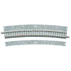 2 Gleise, gebogen, mit breiter Schotterbet., 15°, r 541 mm