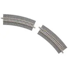 4 Gleise, gebogen, mit breiter Schotterbet., 45°, r 280 mm