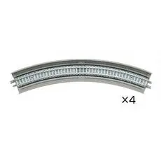 4 Gleise, gebogen, in Beton-Viaduktbettung, 45°, r 280 mm