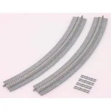 4 Gleise, gebogen, mit breiter Schotterbet., 45°, r 317 mm
