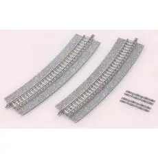 4 Gleise, gebogen, mit breiter Schotterbet., 22,5°, r 391 mm