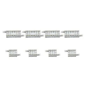 8 Gleise, gerade, in Schotterbettung, 4x 18,5 mmund 4x33 mm