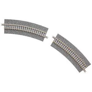 4 Gleise, gebogen, mit breiter Schotterbet., 45°, r 280 mm