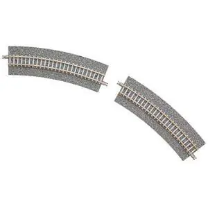 4 Gleise, gebogen, mit breiter Schotterbet., 45°, r 354 mm