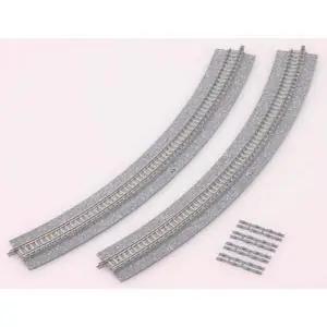 4 Gleise, gebogen, mit breiter Schotterbet., 45°, r 317 mm