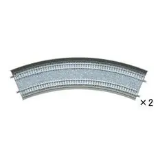 2 Doppelgleise, gebogen, in Beton-Viaduktbettung,45°, r 354 mm 2 Doppelgleise, gebogen, in Beton-Viaduktbettung,45°, r 354 mm