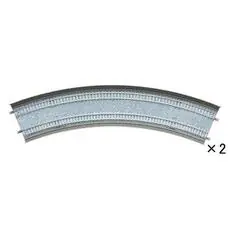 2 Doppelgleise, gebogen, in Beton-Viaduktbettung,45°, r 428 mm 2 Doppelgleise, gebogen, in Beton-Viaduktbettung,45°, r 428 mm