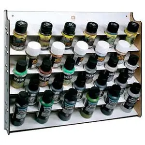 Wandregal für Modellbaufarben, Für 35/60 ml, 28 Fläschchen