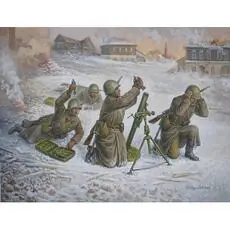 1/72 sowjetischer 82 mm Mörser mit Besatzung, Winteruniform