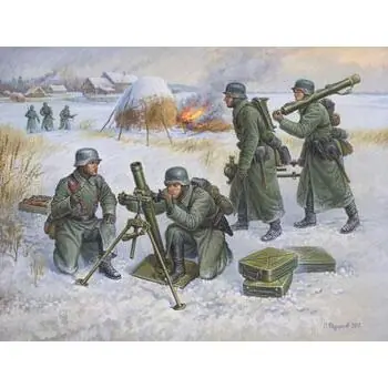 1/72 Deutscher 80 mm Mörser mit Besatzung, Winteruniform