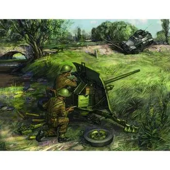 1/72 WWII britische QF 2-pdr Panzerabwehrkanone miit Besatzung