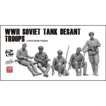 Sowjetische Panzerdeesant-Truppen des Zweiten Weltkriegs (5 Resinfiguren) im Maßstab 1:35