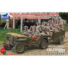 British Airborne Troops Riding In 1/4Ton Truck & Trailer