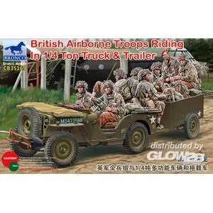 British Airborne Troops Riding In 1/4Ton Truck & Trailer