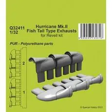 Hurricane Mk.II Fish Tail Type Exhausts 1/32 in 1:32
