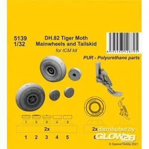 DH.82 Tiger Moth Mainwheels and Tailskid (ICM kit) in 1:32