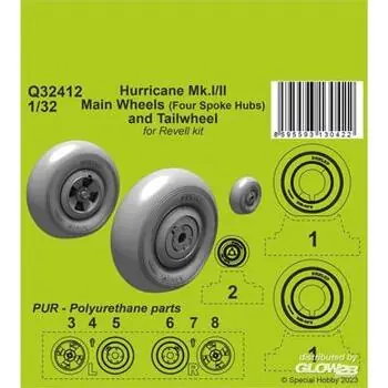 Hurricane Mk.I/II Main Wheels (Four Spoke Hubs) and Tailwheel 1/32 in 1:32