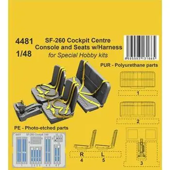 SF-260 Cockpit Centre Console and Seats w/Harness / for SH kits in 1:48