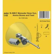 B-26B/C Marauder Nose Gun, Ammo Boxes and Feed / for ICM kit in 1:48