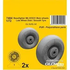 Beaufighter Mk.VI/X/21 Mainwheels - Late Wheel Disk / Smooth Tyre in 1:72