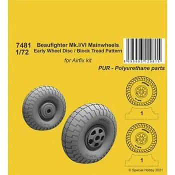 Beaufighter Mk.I/VI Mainwheels - Early Wheel Disk / Block Tread Pattern in 1:72