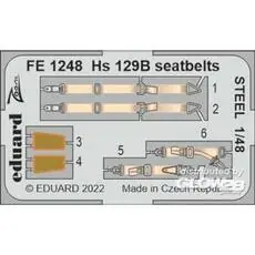 Hs 129B seatbelts STEEL for HOBBY 2000/HASEGAWA in 1:48