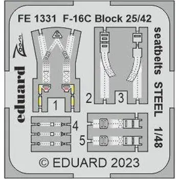 F-16C Block 25/42 seatbelts STEEL 1/48 for KINETIC in 1:48