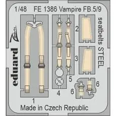 Vampire FB.5/9 seatbelts STEEL 1/48 AIRFIX in 1/48