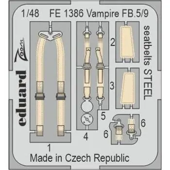 Vampire FB.5/9 seatbelts STEEL 1/48 AIRFIX in 1/48