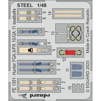 Hunter FGA.9/FR.10/GA.11 seatbelts STEEL 1/48 AIRFIX in 1/48