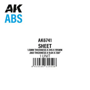 1,5 mm Dicke x 245 x 195 mm - ABS-PLATTE