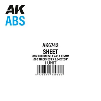 2 mm Dicke x 245 x 195 mm - ABS-PLATTE