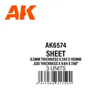 0,5 mm Dicke x 245 x 195 mm - STYROLPLATTE