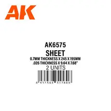 0,7 mm Dicke x 245 x 195 mm - STYROLPLATTE