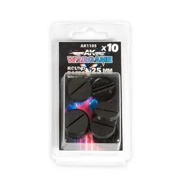 PLASTIC WARGAME BASES. ROUND BASE WITH LIP 25mm