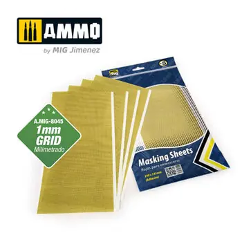 Masking Sheets 1mm Grid (x5 sheets, 290mm x 145mm, adhesive)