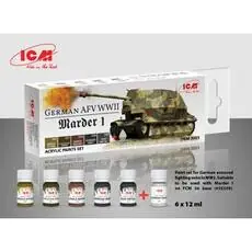 Acrylic paint set for German AFV WW2 (Marder I) 6 12 ml