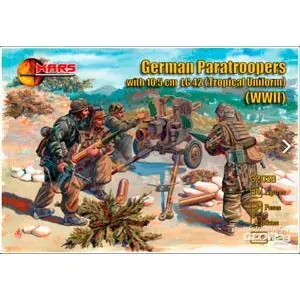 German Paratroopers with 10.5cm LG42 (Tropical Uniform) WWII in 1:32