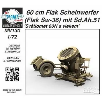 60 cm Flak Scheinwerfer (Flak Sw-36) mit Sd.Ah.51 / Sv?tlomet 60N s vlekem 1/72 in 1:72