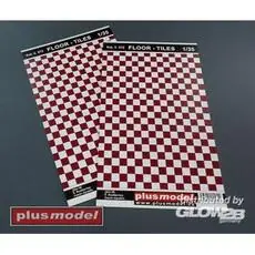 Floor tiles red and white in 1:35