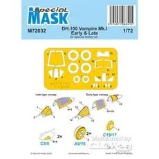 DH.100 Vampire Mk.I Early & Late MASK in 1:72
