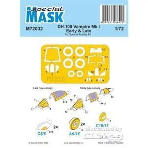 DH.100 Vampire Mk.I Early & Late MASK in 1:72