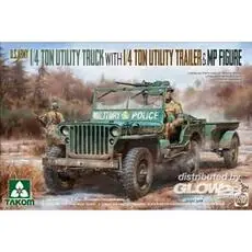 U.S. Army 1/4 ton utility truck w.1/4 t utility trailer&MP fig