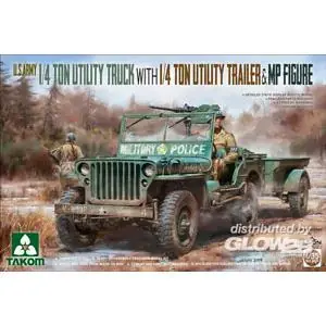 U.S. Army 1/4 ton utility truck w.1/4 t utility trailer&MP fig